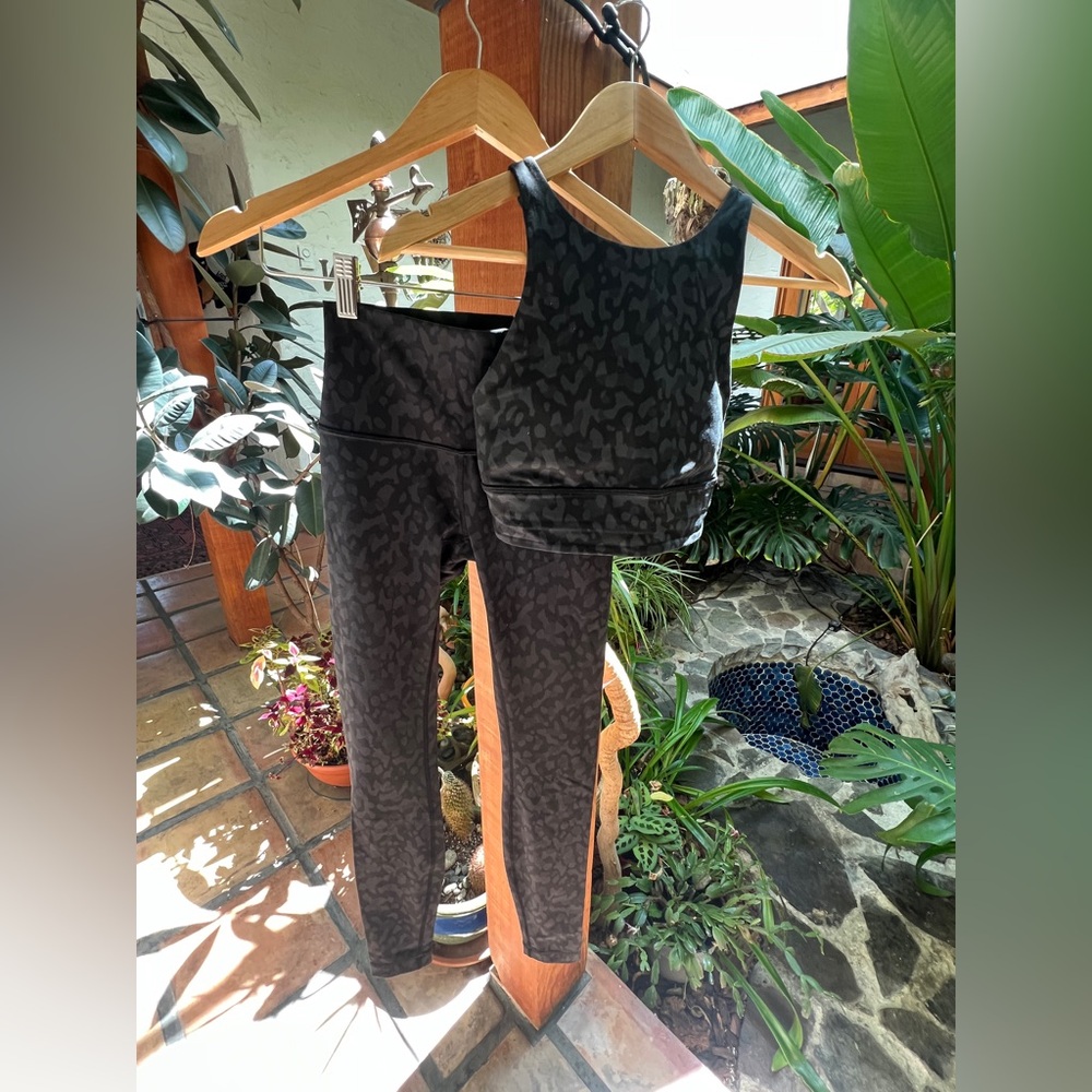 Lululemon Black Leopard Print Activewear Set